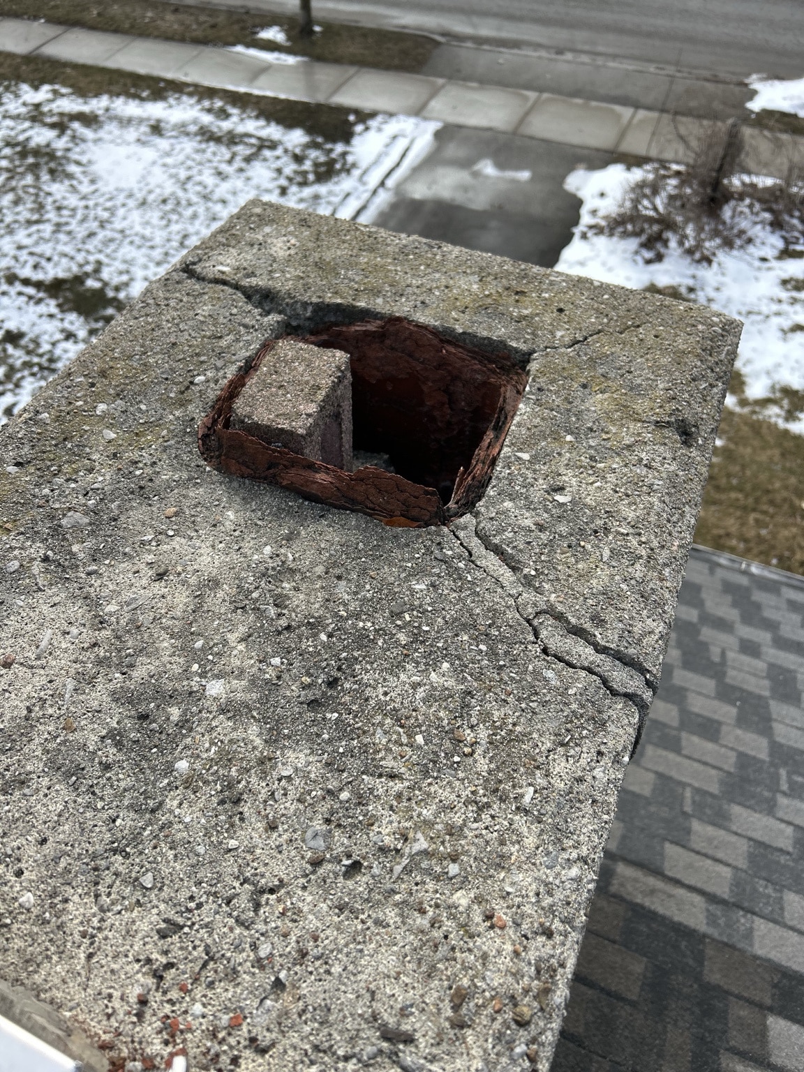 Improper flue connection inside firebox discovered during WETT inspection in Caledon
